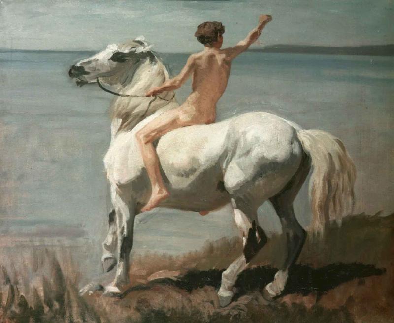 Rudolf Koller Chico con caballo